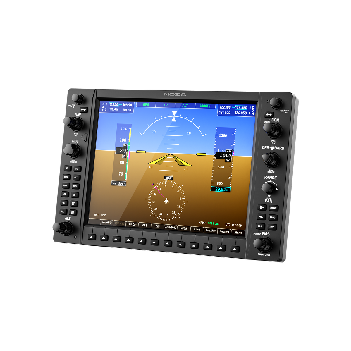 פאנל מכשירים בסגנון G1000 לתא טייס זכוכית MOZA MGX1000