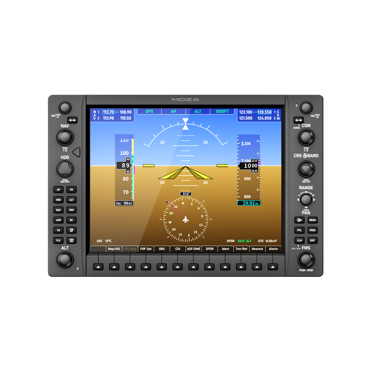 פאנל מכשירים בסגנון G1000 לתא טייס זכוכית MOZA MGX1000